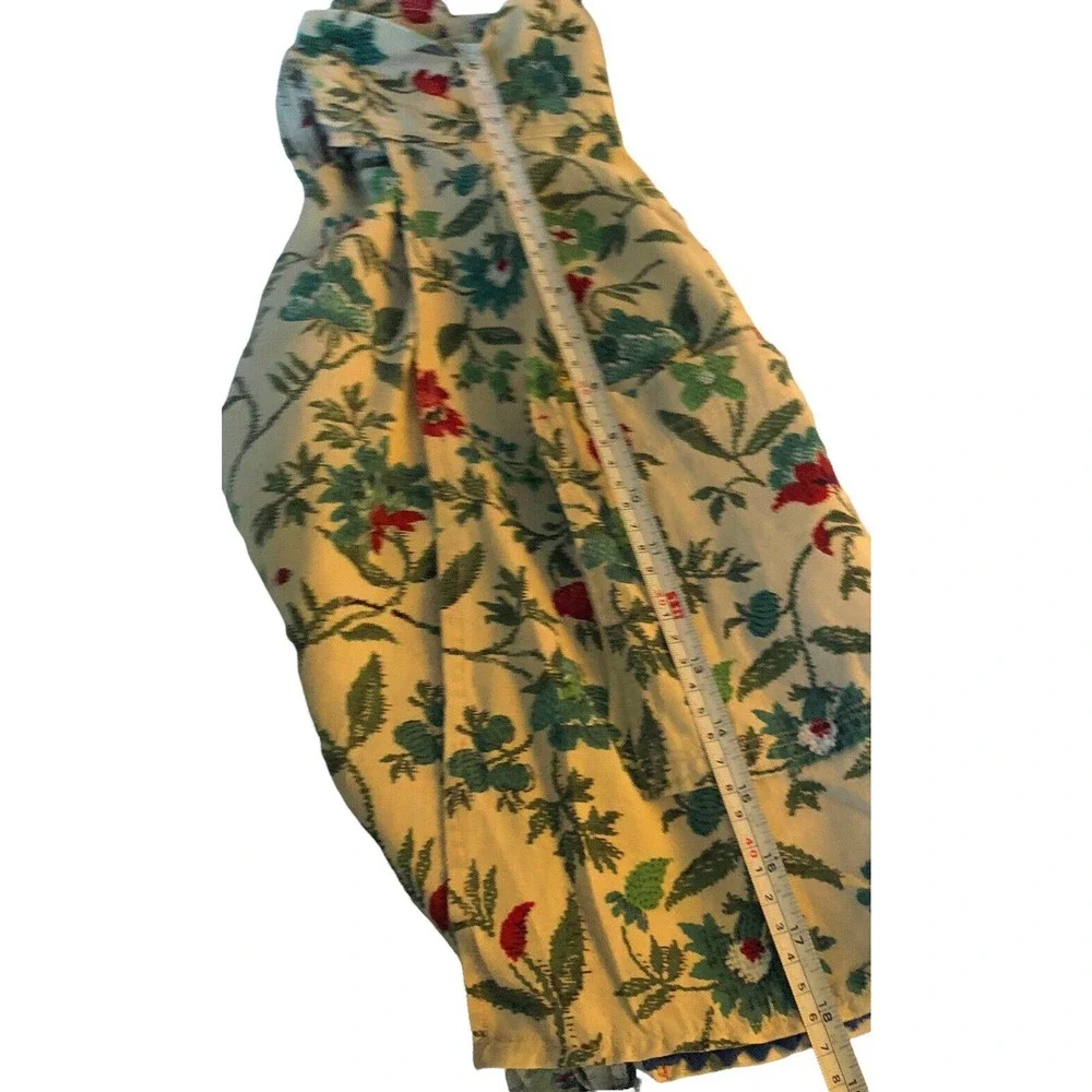 Vintage Floral Print Half Apron Tie Back Rick Rack Granny Chic 40's 50's Pocket